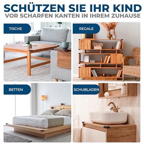 Hoffenbach 12x Eckenschutz Kantenschutz Baby – Selbstklebender Tischkantenschutz – Stoßschutz für Babys & Kinder – Weicher Schaumstoff Eckschutz für Tisch, Möbel & Ecken – Corner Protector – Schwarz 5