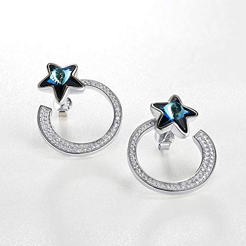 Boucles d'oreilles en cristal bleu et argent 925 style étoile - 3
