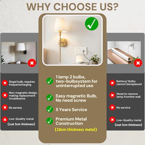 Image of DORESshop Upgraded 4 Rechargeable Bulbs Battery Operated Wall Sconce Set of 2, 15 Color Wireless Wall Sconces Set of 2, Sconce Wall Decor Set of 2 for Bedroom, Living Room, Brushed Gold 24.6in