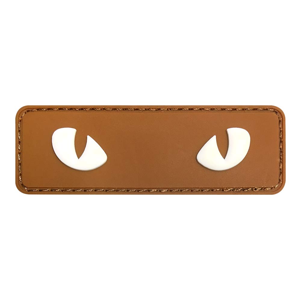 MORTHOME Cat Eyes PVC Morale Patch - Tactical Patch - Hook Fasteners (Brown)