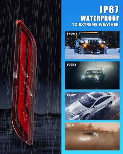 Image of LED Rear Bumper Reflector Light Compatible with Camry 2018-2024, [Play & Plug] Not Wiring [IP67 Waterproof], Red LED Tail Brake Rear Fog & Sequential Turn Signal Lamps, 2 PCS, Red Lens