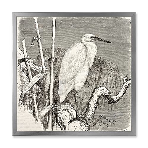 Décoration murale encadrée Little Egret Bird pour salon farmhouse