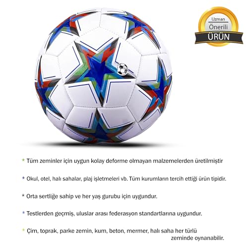 Hsport UEFA Şampiyonlar Ligi Futbol Topu Halı Saha ve Beton Zemine Uygun Dikişli Maç ve İdman Topu N