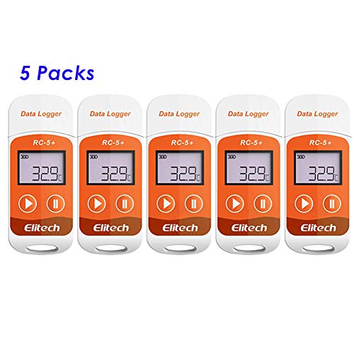 Elitech RC-5+ PDF Mini USB Enregistreur de données de température, Haute Précision Capteur, 32000 points de Capacité d'enregistrement (5PCS)
