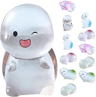 12個ミニ樹脂製カメ置物 暗闇で光る ミニチュア海ガメフィギュア 鉢植えやテラリウムの装飾用 小動物オブジェ