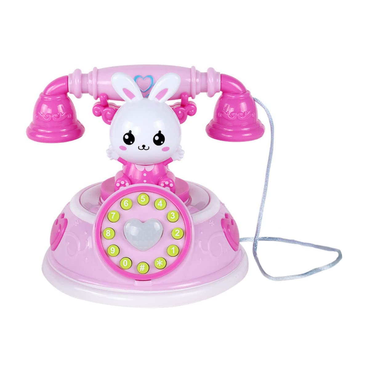 ibasenice Kids Toy Phone Pink Bunny Simulation Telephone for Toddlers Early Learning Storytelling Educational Toy