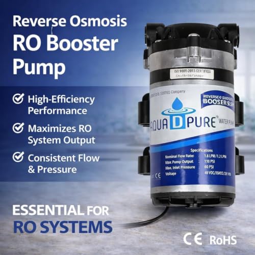 Image of AQUA D PURE RO Service Kit | 80 GPD RO Membrane Housing + 450 Flow Restrictor + Pipe + Booster Pump | Compatible with All Domestic RO Water