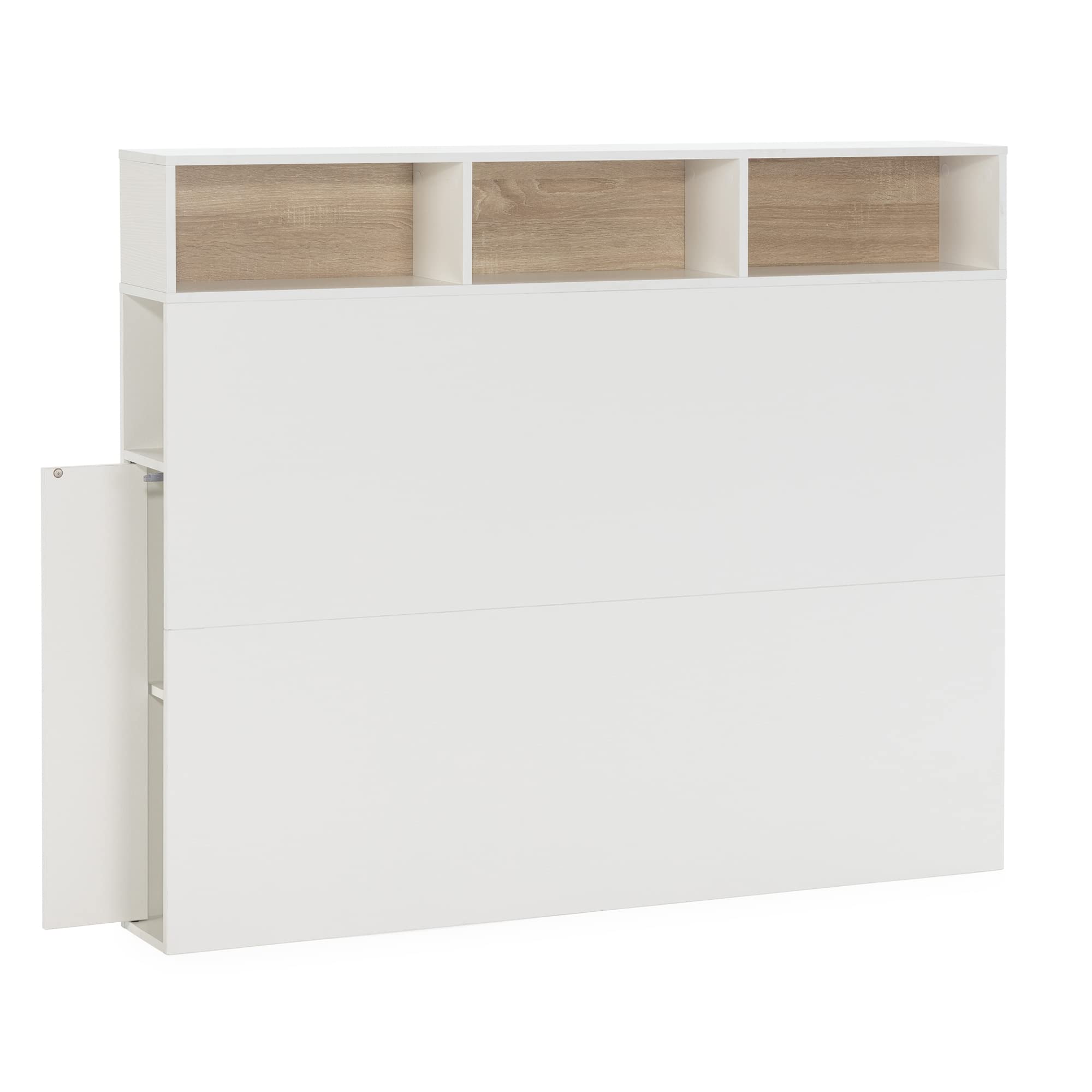 HOMN LIVING Cabecero de Cama Zeus 165 cm con almacenaje Blanco, 2 Puertas 9 Huecos