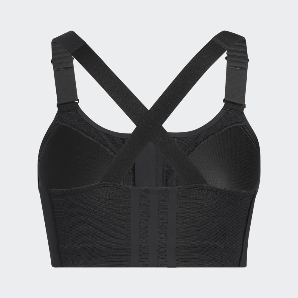 adidas Damski biustonosz treningowy z wysokim wsparciem i zamkiem błyskawicznym z przodu, czarny/biały, 70D