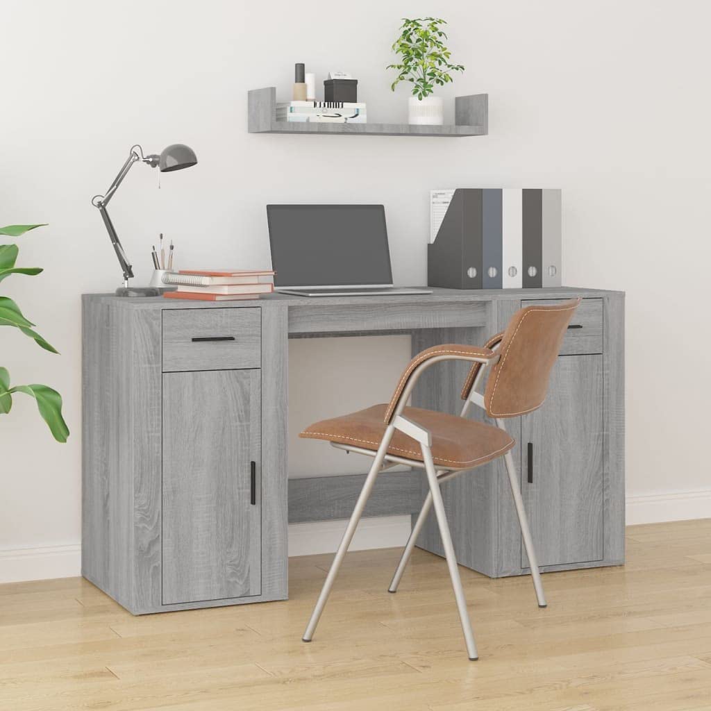 VidaXL Sonoma Eiken Schrijfbureau Met Drie Lades - Modern MDF Computerwerkstation 90x37,5x75 Cm