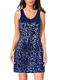 Picture of MANER Women's Sequin Dress Sparkly Glitter V-Neck Sleeveless Party Club Cocktail Tank Dress (XXXL/US 24-26,Dark Blue)