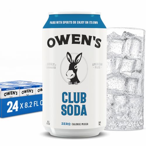 Owen's Club Soda, Soda Water Cocktail Mixer, 8.2 oz Cans, 24 Pack