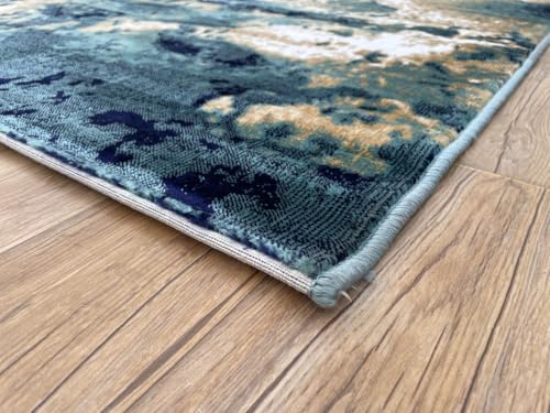 Image of Modern 3x5 Feet (90x150 CM) Silk Touch Carpet for Living Room Bedroom | Washable Anti-Skid | Multicolor Paisley Pattern | Stain-Resistant Floor Rug for Bedroom Drawing Room