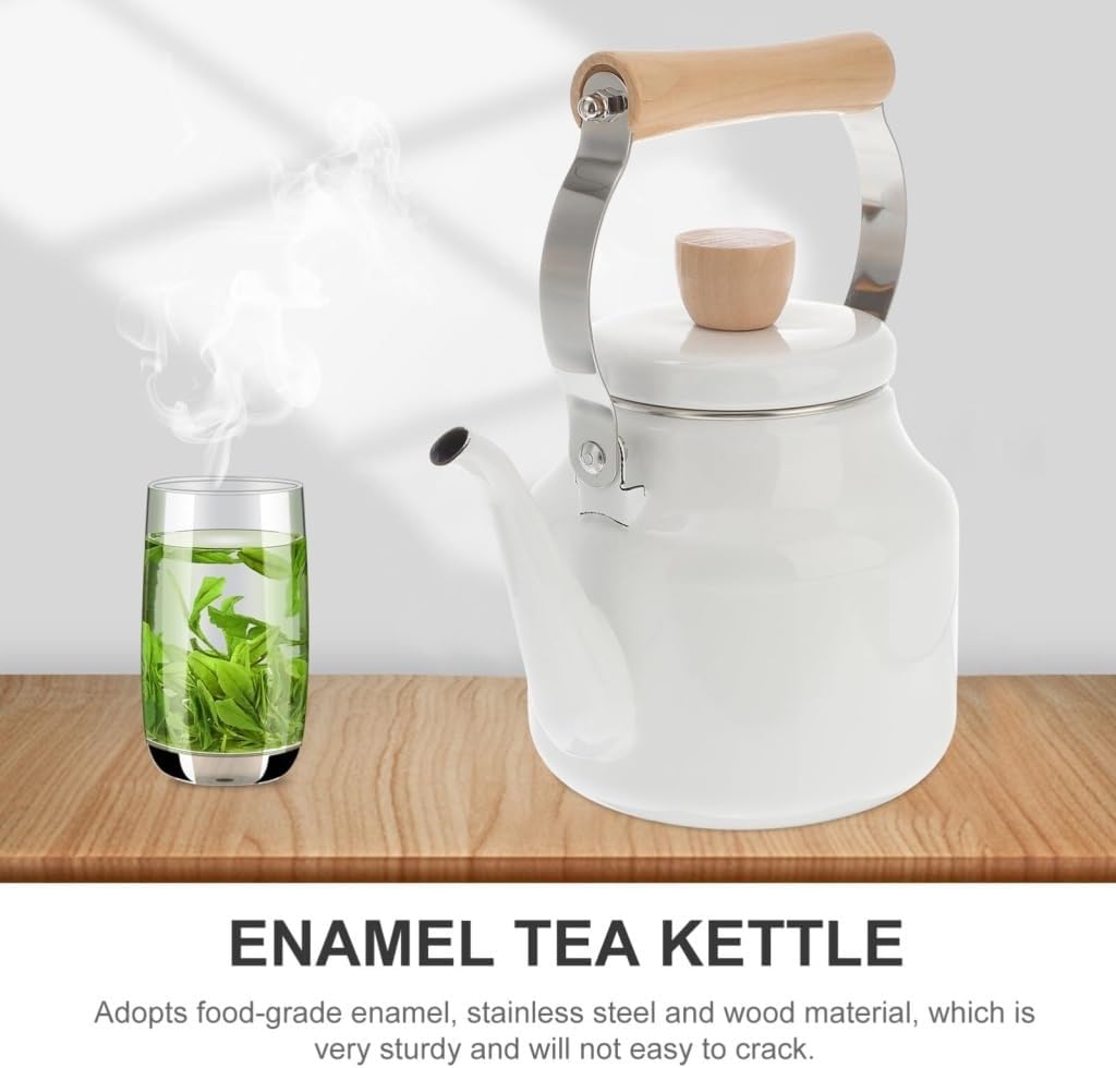 Enamel Kettle Enamel Coffee Pot Induction Cooker Teapot Open Flame Teapot Camping Teapot Wit Teapot Simple Teapot Enamel teapot (Wit 1.8L)