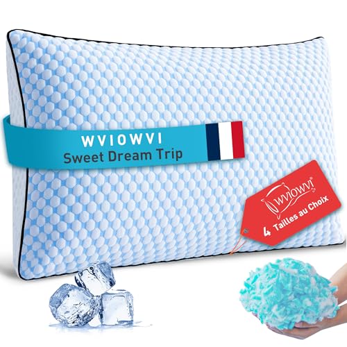 WVIOWVI Oreiller Ergonomique Cervical, Oreiller Mémoire Forme 40x60 cm – Coussin Refroidissement – Housse Lavable – Hauteur Personnalisable, Ultra Confort Moelleux et Excellent Soutien