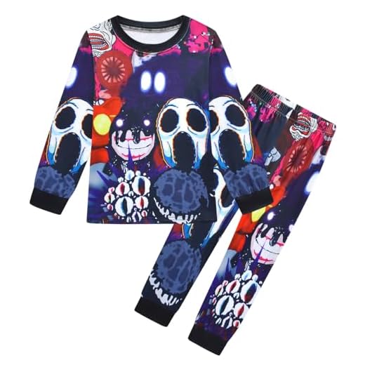 Delanhon Pijama de manga larga para niños y niñas, para Halloween, de 4 a 12 años, style2, 9-10 años