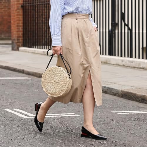 Image of LingxiaUne Dress Shoes for Women, Comfortable Dressy Flats, Womens Chunky Heel Pumps with Arch Support and Pointed Toe