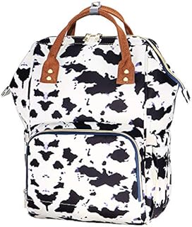 Xinveen Cow Print Baby Changing Bag Multifunction Nappy Changing Bag Backpacks Waterproof Diaper Bag Gift for Mom Dad Travel Cow