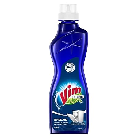 Vim Matic Dishwasher Rinse Aid Liquid 500 ml, Designed by Indias No.1 Dishwash Brand, Adds Spotless Shine to your Glassware utensils, Prevents water mark at Rs. 188