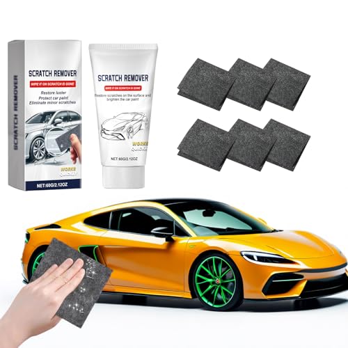Panno Nano Rimuovi Graffi Auto, Kit di Pulizia e Lucidatura con 6 Panni Nano + Pasta Riparazione Graffi 50g, Compatibile con Tutte le Vernici, Facile da Usare e Riutilizzabile per Auto e Superfici