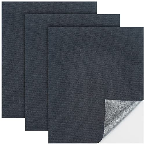 Patch Tissus de Lin Autocollant, 3 Pièces Patch en Tissu de Lin Auto-adhésif, Kit Réparation Tissu pour Canapé, Rembourrage, Meubles, Sièges de voiture, Chaise de bureau, 20 x 25 cm -Noir