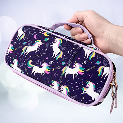 Image of Choco Mocha Unicorn Pencil Case for Girls, Soft Pencil Case Kids Pencils Pouch for Kindergarten Girls, Purple
