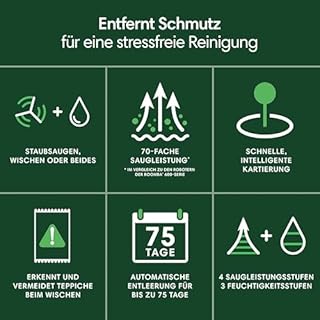 iRobot Roomba 105 Combo + AutoEmpty Dock - Automatische Entleerung für bis zu 75 Tage - Saugen + Wischen - Clearview LiDAR- 7000Pa - 120 mins - SmartScrub - Umfährt Hinderniss - App - Schwarz
