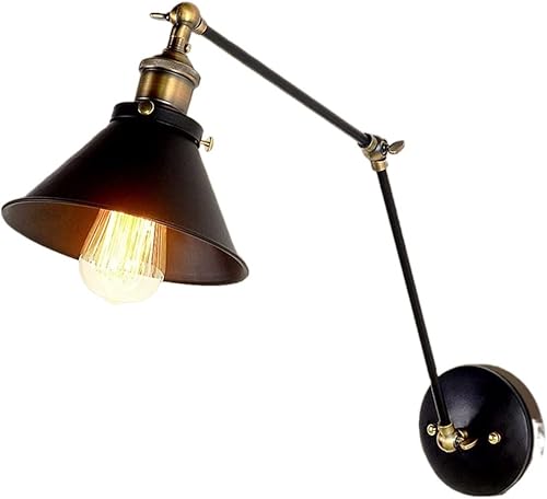 SieHam Wall Lamps,Modern Wall Sconce Retractable Wall Lamp Bedroom Corridor Bar Cbedside Long ArmBlack Without Bulb