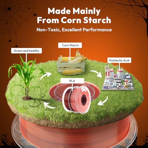 Image of AMOLEN Silk PLA 3D Printer Filament Bundle 2KG, Dual Color PLA 1.75mm Pack, Shiny Color Change 3D Printing PLA Filament for Most FDM 3D Printer, Black Orange & Black Pink, 1KG X 2 Spools