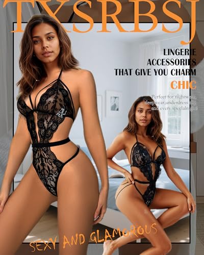 Sexy Women One-Piece Lingerie Teddy Hollow Out Floral Lace Bodysuit Deep V Cut Out Babydoll2