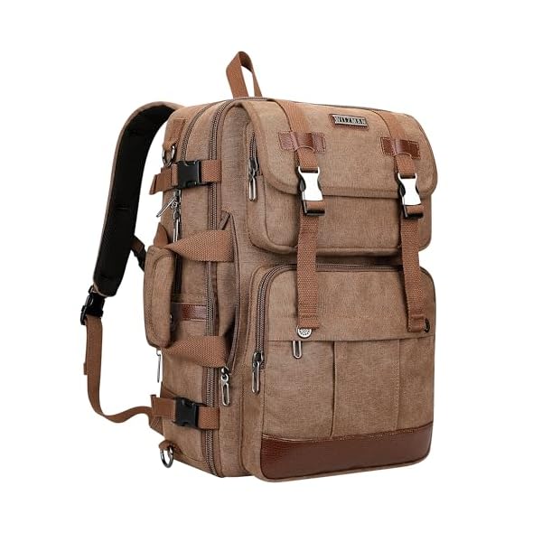 WITZMAN-Canvas-Travel-Backpack-for-Men-Large-Laptop-Backpack-Fit-17-inch-Carry-on-Airline-Approved-Convertible-Shoulder-RucksackA6617-3-Brown WITZMAN Canvas Travel Backpack for Men Large Laptop Backpack Fit 17 inch Carry-on Airline Approved Convertible Shoulder Rucksack(A6617-3 Brown)