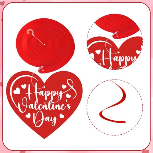 Image of 54Pcs Happy Valentine's Day Hanging Swirls Party Decorations Conversation Hearts Candy Hanging Swirls Banner Garland for Anniversary Valentines Day Home Office Classroom Decorations