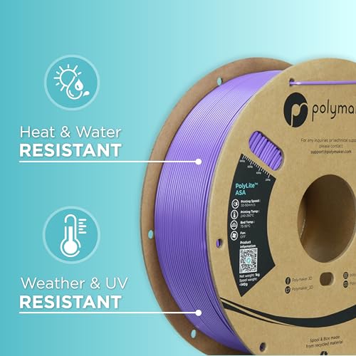 Image of Polymaker ASA Filament 1.75mm Purple, 1kg ASA 3D Printing Filament, Heat & Weather Resistant - ASA 3D Printer Filament Perfect for Printing Outdoor Functional Parts