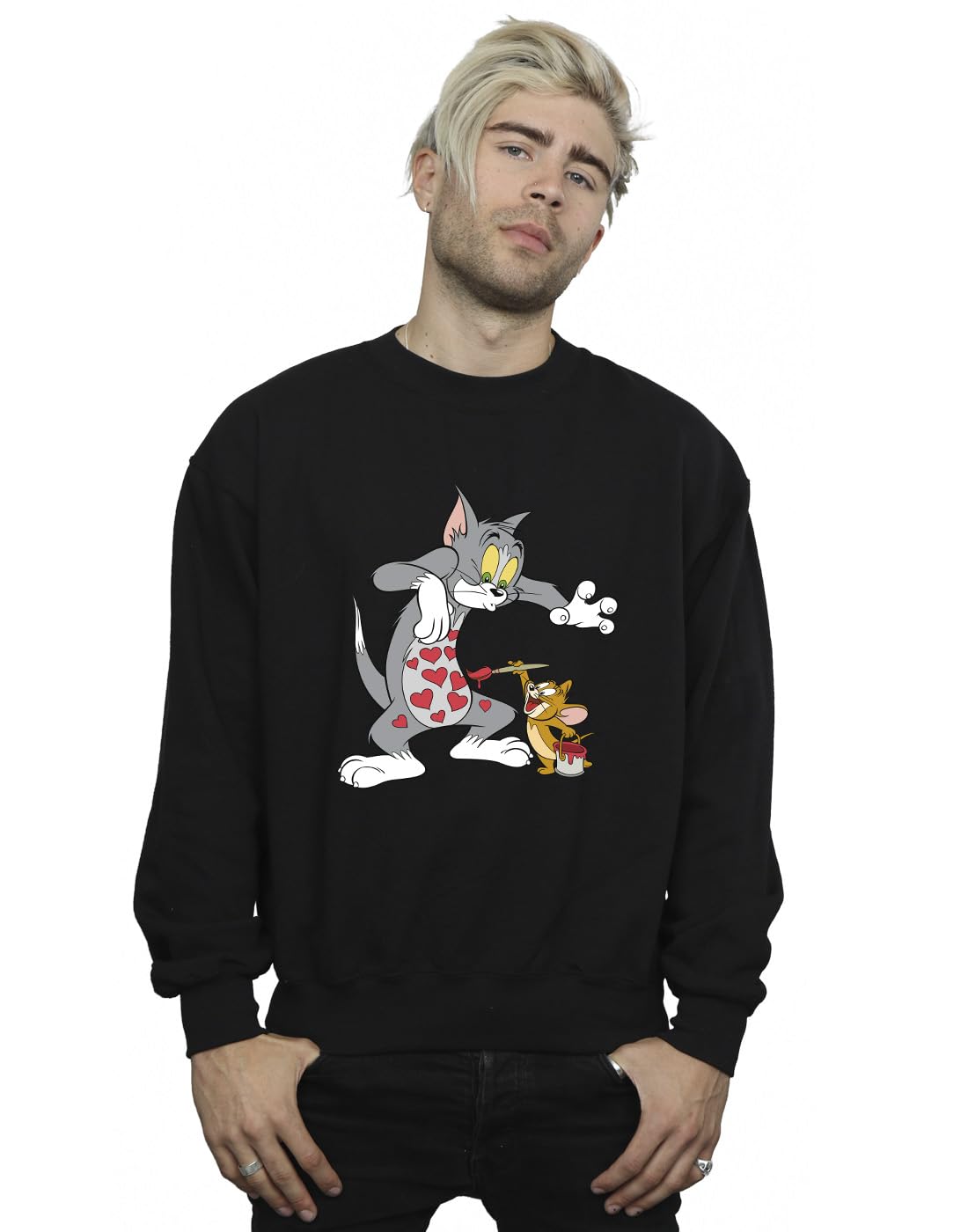 Absolute Cult Tom & Jerry Men's Love Painter Sweatshirt Black XXXXX-Large