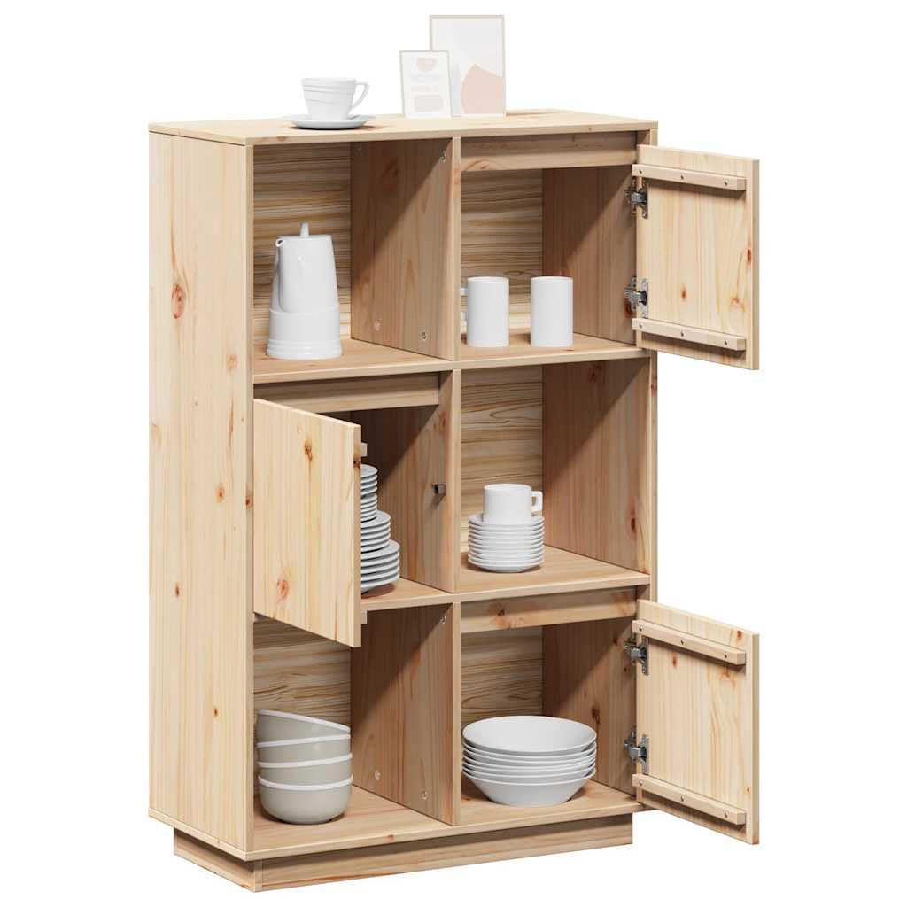 Tablero de madera maciza de pino 74 x 35 x 117 cm, madera sin tratar, espacio de almacenamiento versátil para salón, montaje de puerta personalizable, diseño robusto