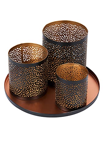 Marrakesch Orient Deko Set Geschenkset -4- für Frauen und Männer | Tablett Serviertablett rund rutschfest 3X Windlicht… – Bild 4