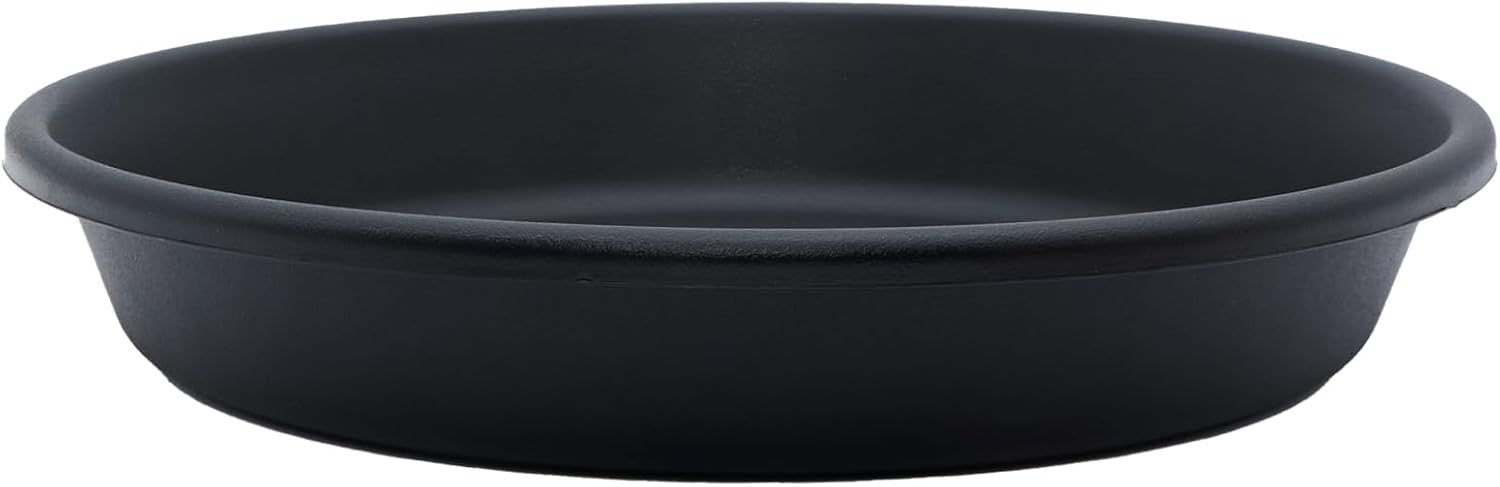 The HC Companies Flower Pot Saucers - Plastic Plant Saucer for Outdoors & Indoors - Traditional Design Plant Pot Trays for Water Drainage - Durable & Stylish Round Plant Tray (16-inch Black)