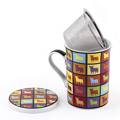 PracticDomus Taza de Cerámica con Tapa y Filtro Metálico en Estuche. Diseño de Giordano di...