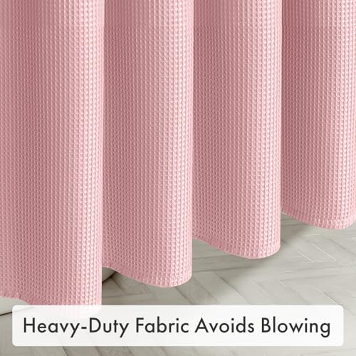 Image of AmazerBath Waffle Shower Curtain, Stall Shower Curtain, Blush Pink Shower Curtain Fabric, Hotel Quality Bathroom Shower Curtains, Heavy Duty, 36 x 72 Inches