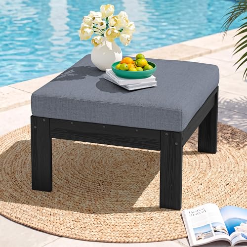 Image of SERWALL HDPE Outdoor Ottoman with Cushions