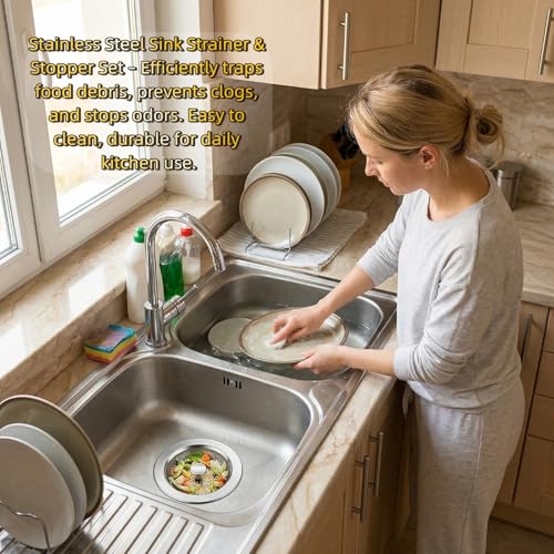Set colador y tapón para fregadero de cocina miniatura 6