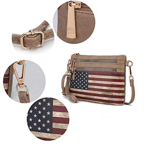Image of MKF Collection Crossbody Bag for Women, American Flag Shoulder Bag, Vegan Leather Wristlet Bag Handbag Purse by Mia K
