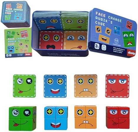 Buy Emoji Cube Face Game For Kids | Expressions Matching Block Puzzle Toy Toddler Toy Cute Face Changing Cube With 16 Cube 64 Cards Child Board Games Preschool Educational Learning Toy For Boys Girls