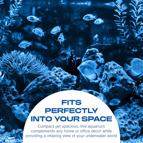 Image of PENN-PLAX Water-World Radius Desktop Nano Aquarium Kit - Come with LED Light, Internal Filter, and Mat - Perfect for Shrimp and Small Fish - 5 Gallon Tank
