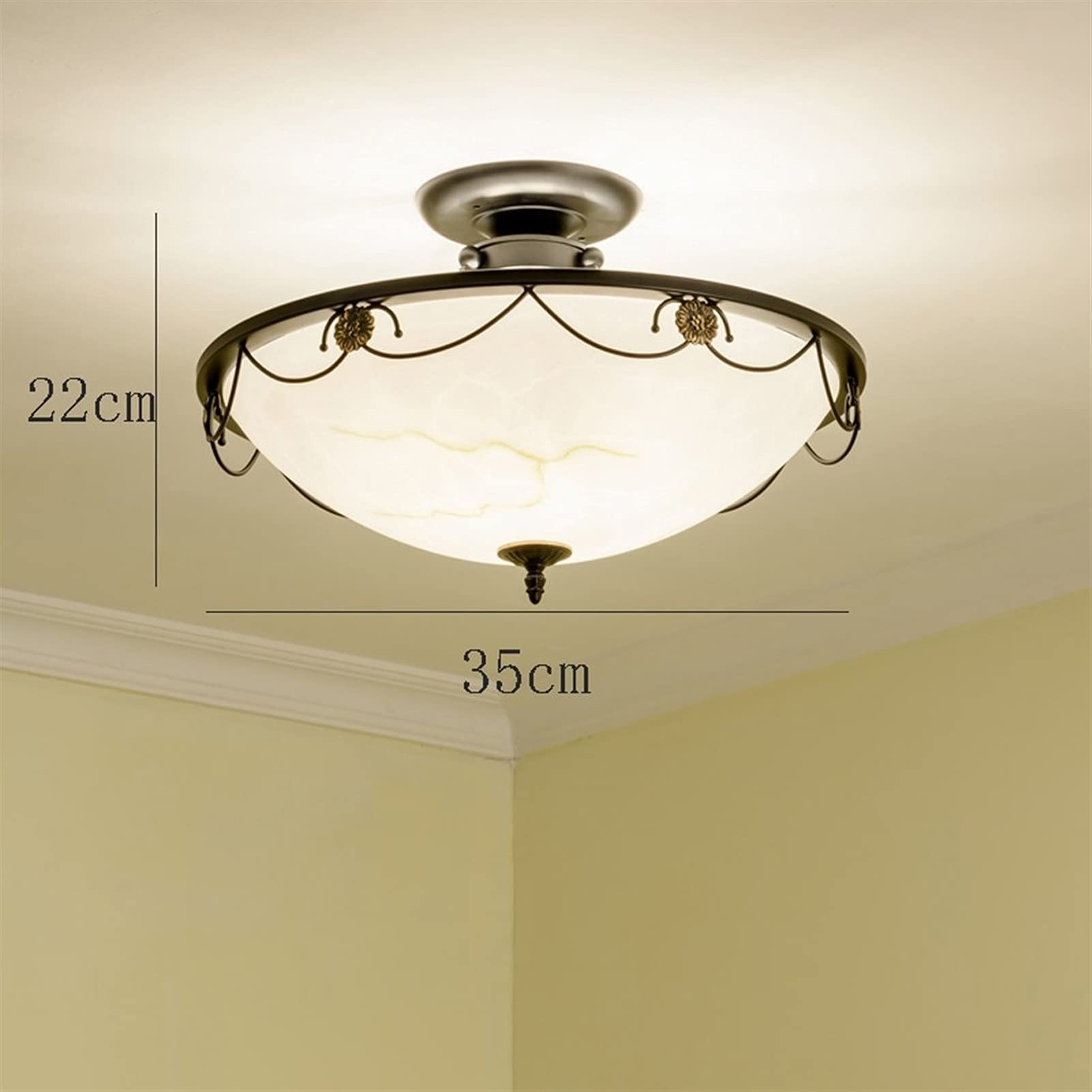 Lampa sufitowa American kutego żelaza okrągła lampa sufitowa, ręcznie szczotkowane lampy szklane, domowa lampa sufitowa LED, ciepły korytarz korytarz balkonowy lampy sufitowe Oświetlenie sufitowe