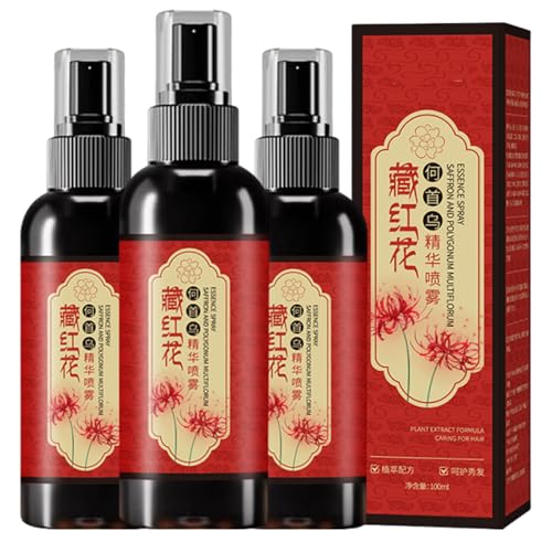Saffron Hair Blackening Spray, azafron Hair Spray, Japanese Saffron Herbal Hair Spray (3 unidades)