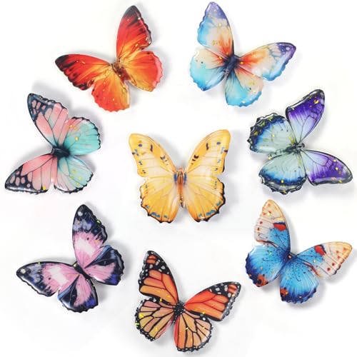 8 imanes acrílicos mariposa para refrigerador miniatura 7