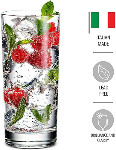 Image of Round Highball Crystal Glass Drinking Glasses Water Glasses, Mojito Glass Cups, Tom Collins Bar Glassware, and Mixed Drink Cocktail Glass 280ML Set of 3
