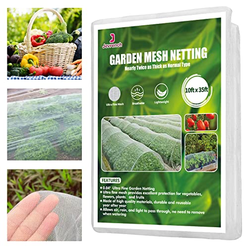 Garden Netting Jevrench Durable Ultra Fine Garden Netting Garden Plant Cover Row Cover Makes Plants Vegetables Fruits and Flowers Grow Better (10ft x 35ft)