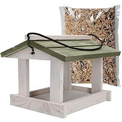 KOTARBAU® Comedero para Pájaros Colgante - 21x23.5...: Duradero: El comedero para pájaros está fabricado en madera natural y es resistente a las condiciones climáticas cambiantes. Gracias a su construcción robusta, soporta el uso diario. Práctico: La estación de alimentación para pájaros cuenta con una c...